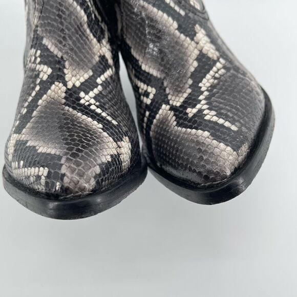 ALLSAINTS Rolene Animal Print Embossed Leather Western Block Heel Boots Size 7 - Picture 5 of 16